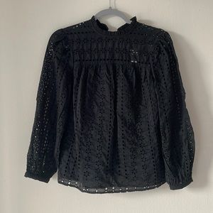 J. Crew Embroidered Boxy Blouse Tie-Back Cinched Collar NWT XXS